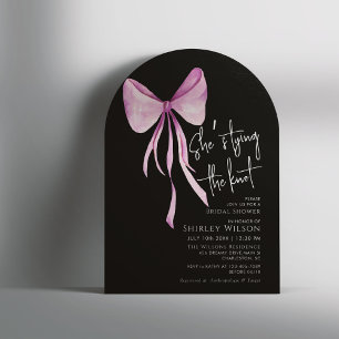 Blush Pink Bow She's Tying the Knot Bridal Shower Invitation
