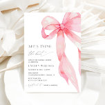 Blush Pink Bow She's Tying the Knot Bridal Shower Invitation<br><div class="desc">Celebrate the bride with our Blush Pink Bow "She's Tying the Knot" Bridal Shower Invitation, perfect for an elegant bridal shower. Featuring a beautiful blush pink bow, these premium cardstock invitations are ideal for any sophisticated bridal shower theme. Customise with bridal shower details, RSVP information, and more. Order your blush...</div>