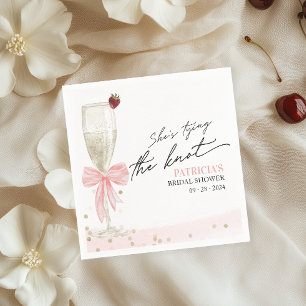 Blush Pink Bow She's Tying the Knot Bridal Shower Napkin