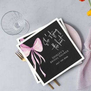 Blush Pink Bow She's Tying the Knot Bridal Shower Napkin