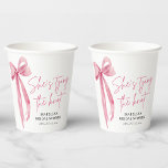 Blush Pink Bow She's Tying the Knot Bridal Shower Paper Cups<br><div class="desc">The "Blush Pink Bow: She's Tying the Knot" Bridal Shower Paper Cups are an elegant and practical choice for serving beverages at the celebration. Featuring a delicate blush pink bow design, these cups add a touch of sophistication to the bridal shower decor. Whether used for serving hot or cold drinks,...</div>