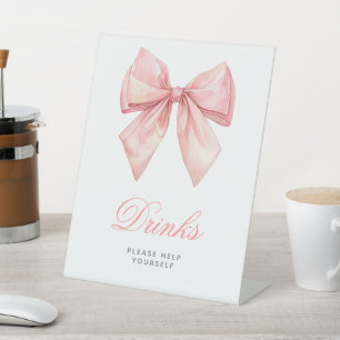 Blush Pink Bow Shower Drinks Sign