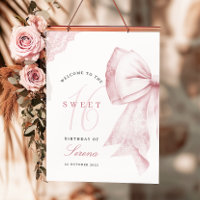 Blush Pink Bow Sweet 16 Birthday