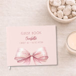 Blush pink bow SWEET 16 Guest Book<br><div class="desc">A blush pink background colour. Decorated with a large pink bow.  Personalise and add your name,  text.</div>