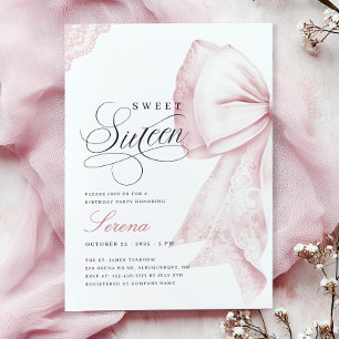 Blush Pink Bow Sweet Sixteen Birthday Invitation