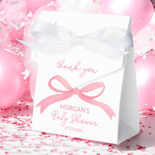 Blush Pink Bow Watercolor Baby Shower Favour Box