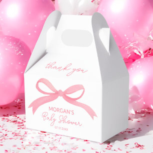 Blush Pink Bow Watercolor Baby Shower Favour Box
