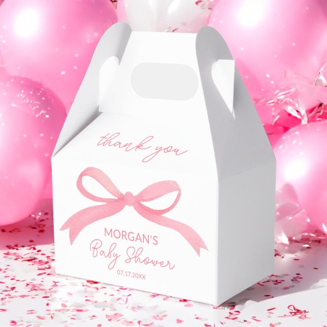 Blush Pink Bow Watercolor Baby Shower Favour Box (Creator Uploaded)