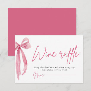 Blush Pink Bow Wine Raffle Ticket Bridal Shower Invitation