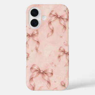 Blush Pink Bows & Roses Elegant iPhone 16 Case