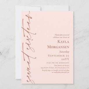 Blush Pink & Brass Calligraphy Sweet 16 Invitation