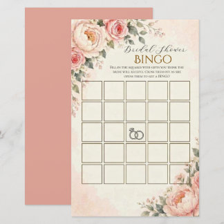 Blush Pink Bridal Shower Bingo Game Card