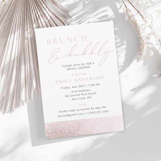 Blush Pink Bridal Shower Brunch and Bubbly Invitation (Creator Uploaded)