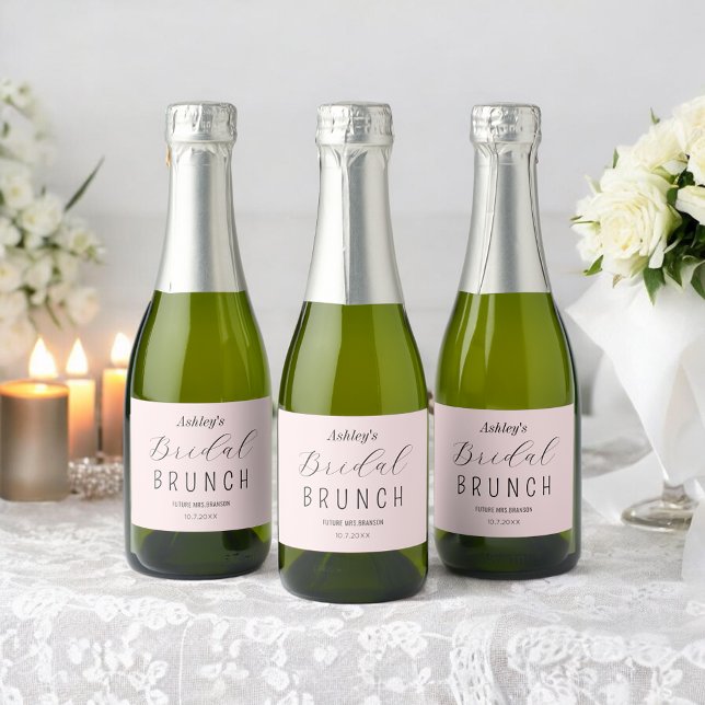 Blush Pink Bridal Shower Brunch   Sparkling Wine Label (Creator Uploaded)