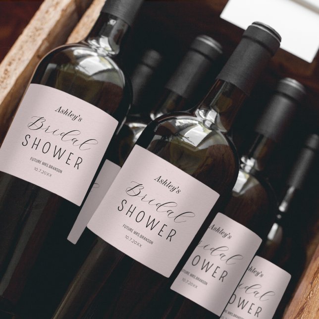 Blush Pink Bridal Shower Brunch Wine Label (Creator Uploaded)