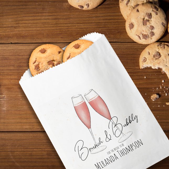 Blush Pink Bridal Shower Classic Brunch and Bubbly Favour Bag (Bridal shower brunch and bubbly pink champagne favor bag)