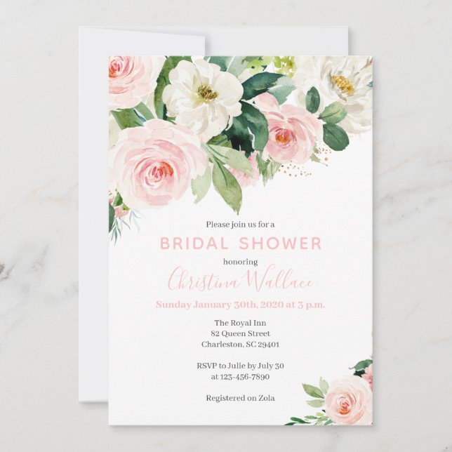 Blush Pink Bridal Shower Invitations (Front)