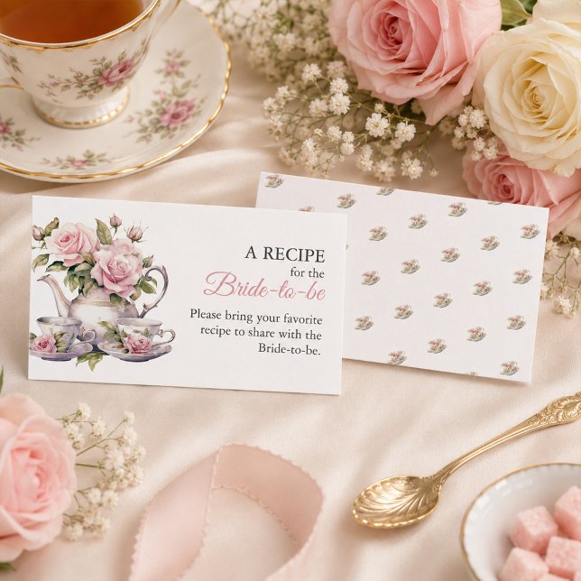 Blush Pink Bridal Shower Recipe Card Insert (Blush Pink Bridal Shower Recipe Card Insert)