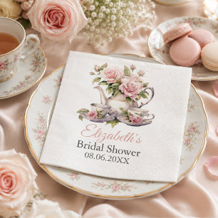 Blush Pink Bridal Shower Tea Party Napkins