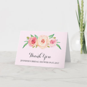Blush Pink Bridal Shower Thank You Card