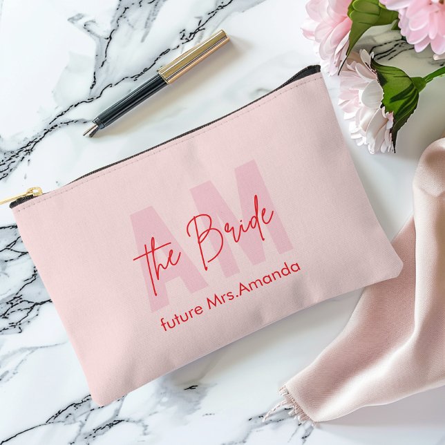 Blush Pink Bride Gift | Custom Name Accessory Pouch (Creator Uploaded)