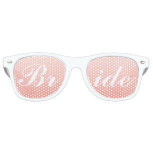 Blush Pink Bride in Script Wedding Retro Sunglasses