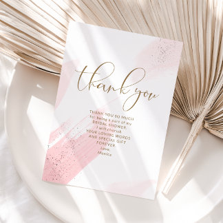 Blush Pink Bride to Be Bridal Shower Thank You Card