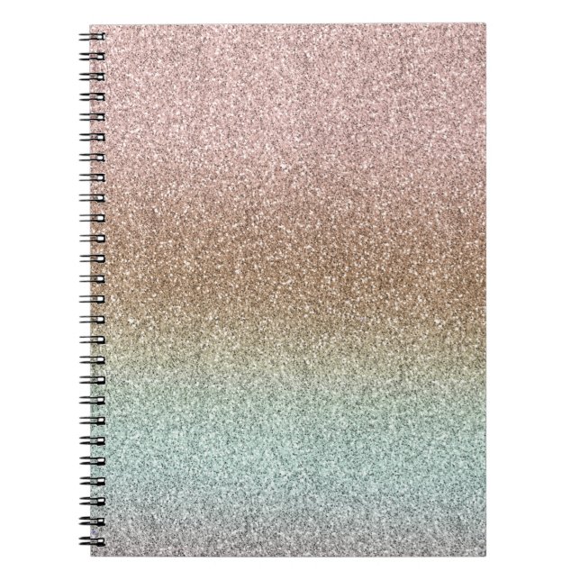 Blush Pink Bronze Mint Sparkle Glitter         Notebook (Front)