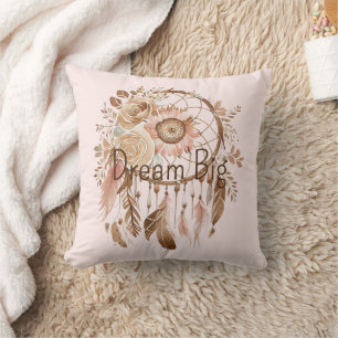 Blush Pink Brown Floral Dream Catcher   Cushion