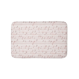 Blush Pink Brown Music Notes Bath Mat