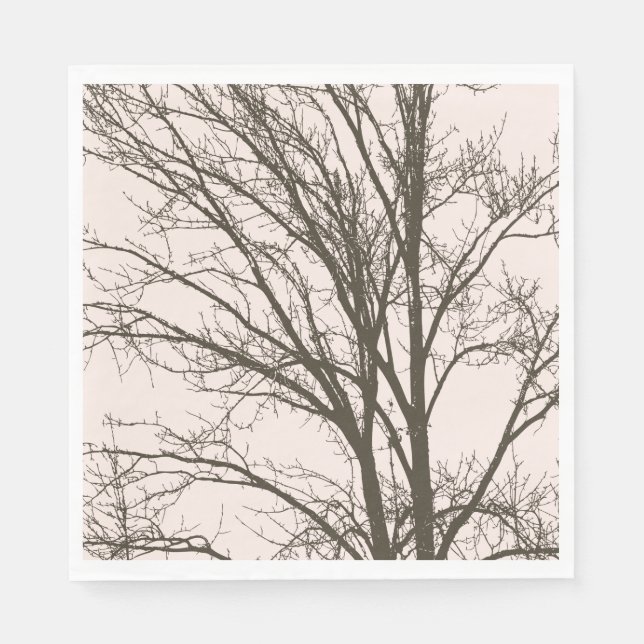 Blush Pink Brown Tree Branches Napkin (Front)