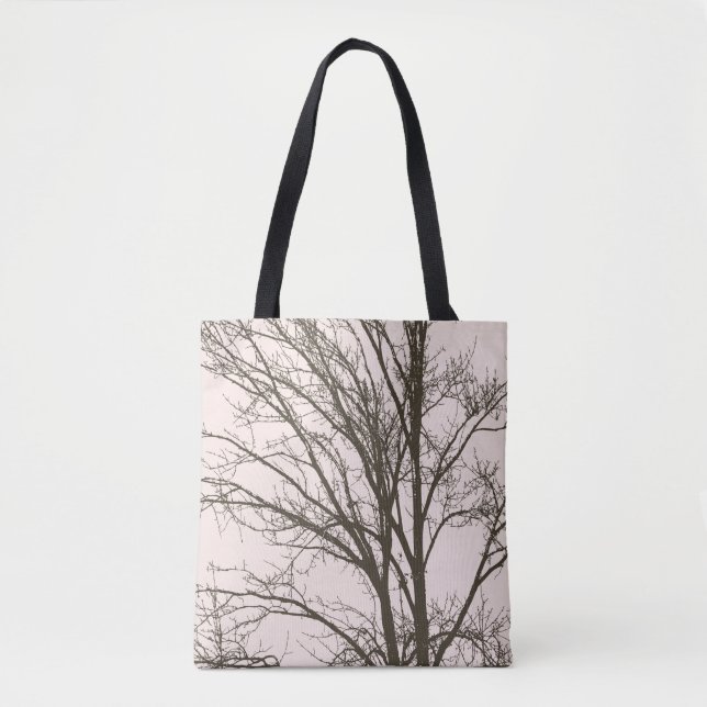 Blush Pink Brown Tree Branches Tote Bag (Front)