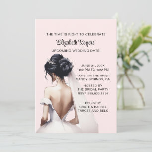 Blush Pink Brunette Bridal Shower Invitation