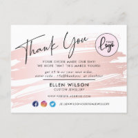 Blush Pink Brush Stroke Business Order Thank You