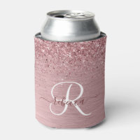 Blush Pink Brushed Metal Glitter Monogram Name