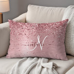 Blush Pink Brushed Metal Glitter Monogram Name Decorative Cushion<br><div class="desc">Easily personalise this trendy chic accent pillow design featuring pretty blush pink sparkling faux glitter on a blush pink brushed metallic background.</div>