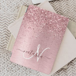 Blush Pink Brushed Metal Glitter Monogram Name iPad Pro Cover<br><div class="desc">Easily personalise this trendy chic ipad cover design featuring pretty blush pink sparkling glitter on a blush pink brushed metallic background.</div>