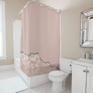 Blush Pink Brushed Metal Glitter Shower Curtain