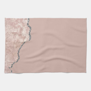 Blush Pink Brushed Metal Glitter Tea Towel