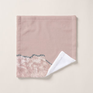 Blush Pink Brushed Metal Glitter Wash Cloth