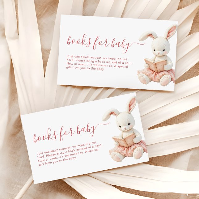Blush Pink Bunny Baby Shower Books Request Enclosure Card (Creator Uploaded)