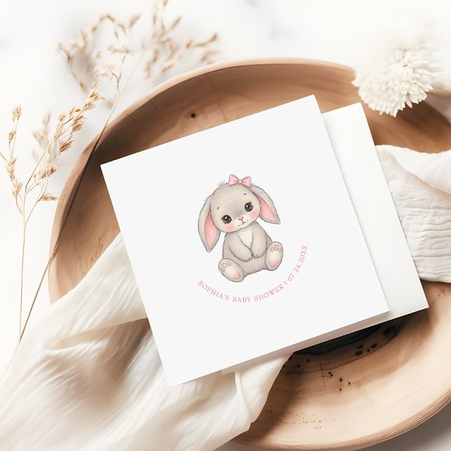 Blush Pink Bunny Girl Baby Shower Paper Napkin (Creator Uploaded)