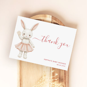 Blush Pink Bunny Girly Modern Baby Shower Thank You Card