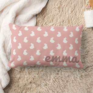 Blush Pink Bunny Nursery Lumbar Cushion