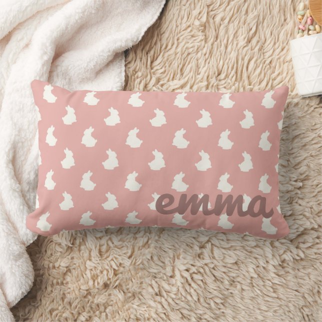 Blush Pink Bunny Nursery Lumbar Cushion (Blanket)