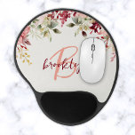 Blush Pink Burgundy Floral Script Monogram  Gel Mouse Pad<br><div class="desc">This elegant personalised mouse pad features a monogram and first name in modern pink and burgundy script. A watercolor arrangement of blush pink and burgundy flowers and greenery adorns the top border.</div>