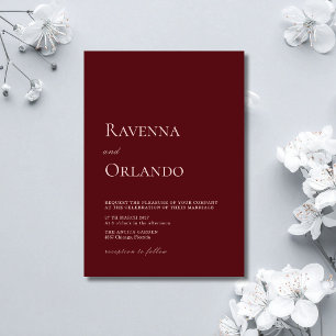 Blush Pink & Burgundy Minimalist Modern Wedding Invitation