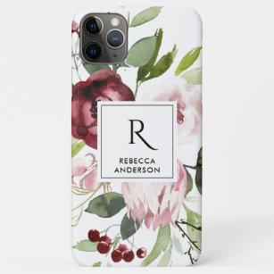 BLUSH PINK BURGUNDY PROTEA FLORAL WATERCOLOR Case-Mate iPhone CASE