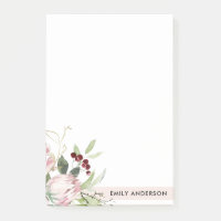 BLUSH PINK BURGUNDY PROTEA FLORAL WATERCOLOR