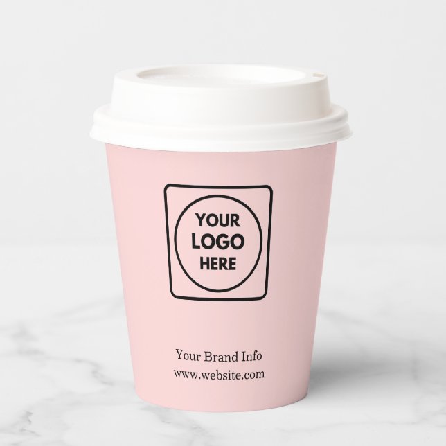 Blush Pink Business Logo | Feminine Brand Identity Paper Cups (Front)